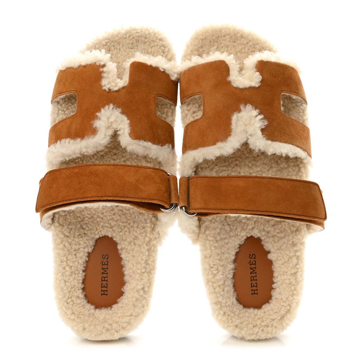 Suede Goatskin Woolskin Womens Chypre Sandals 40 Brun Fume Ecru