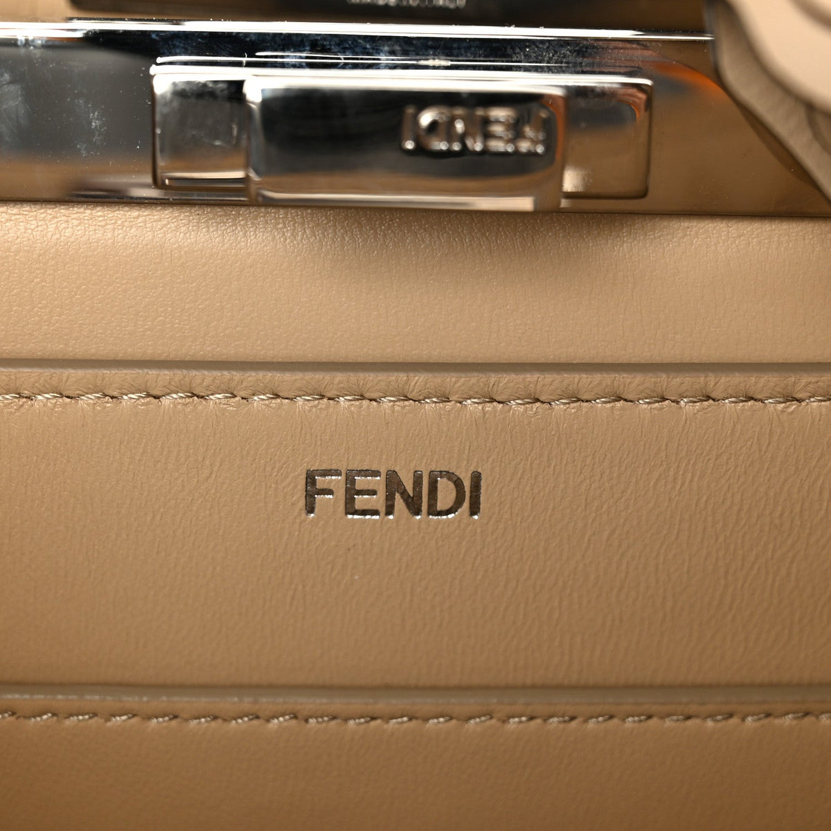 Shiny Calfskin Flower Medium Peekaboo I SEE U Satchel Beige Amido
