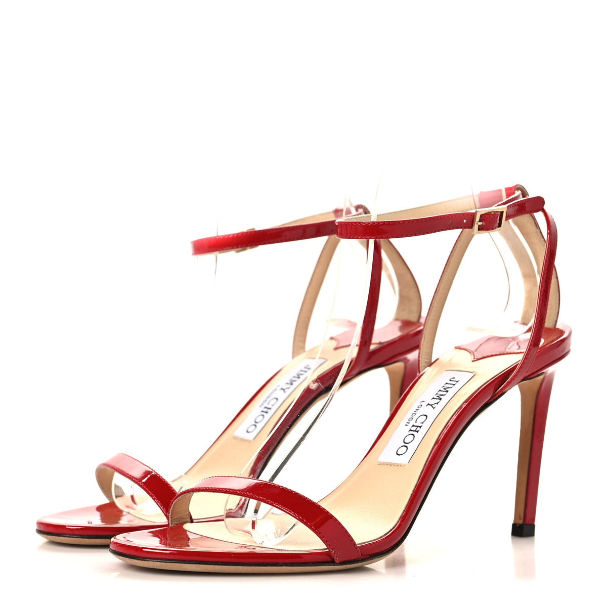 Patent Minny 85 Ankle Strap Sandals 38 Red