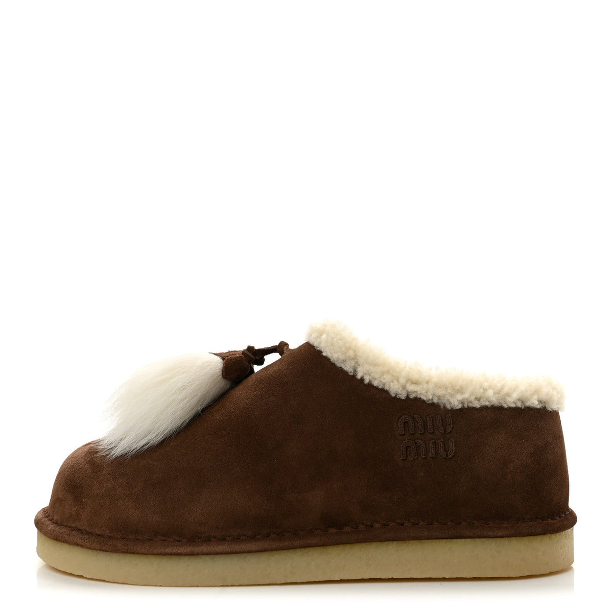 Scamosciato Winter Shearling Tassel Mule Slippers 37 Cacao