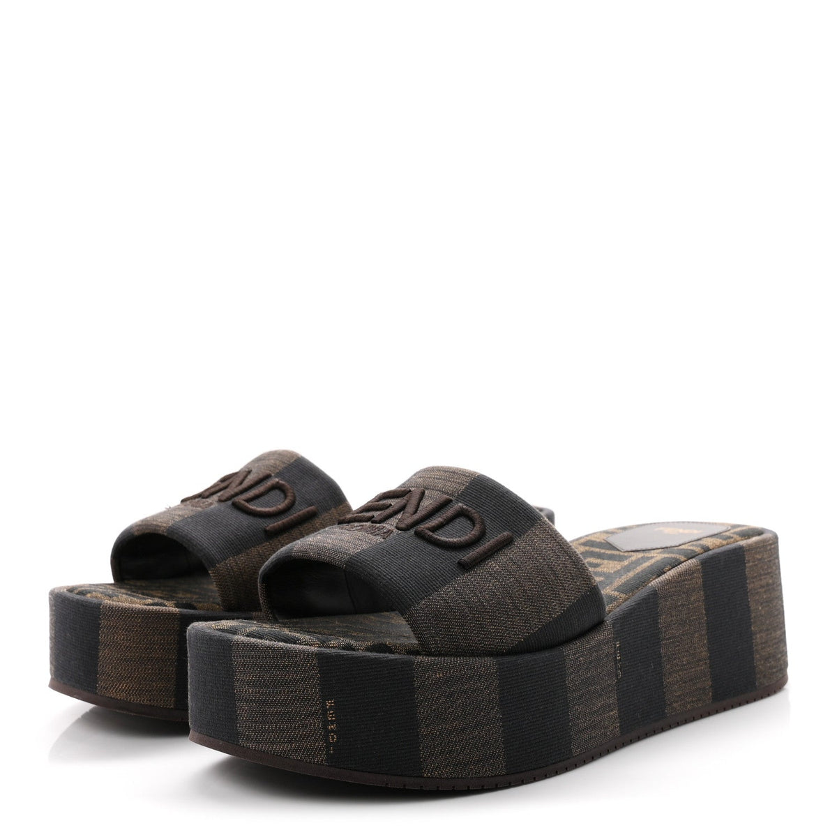 Jacquard Womens FF Sunshine Flatform Slide Sandals 39 Tabacco Black