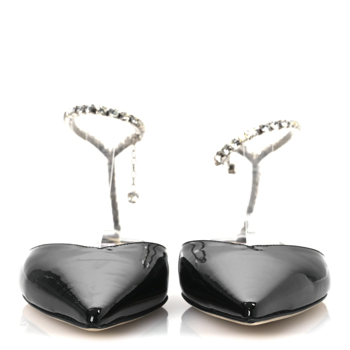 Patent Crystal Saeda Flats 38 Black