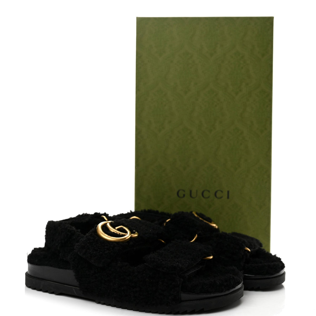 Shearling Double G Womens Dad Sandals 36.5 Black
