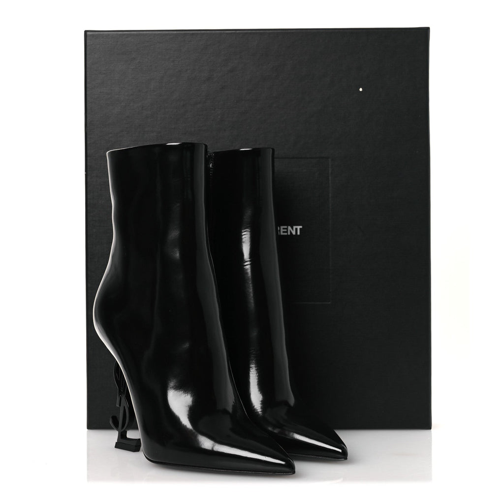 Glazed Calfskin Opyum Ankle Boots 36 Black