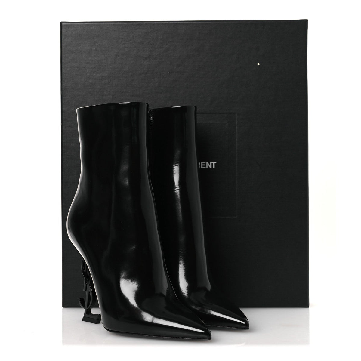 Glazed Calfskin Opyum Ankle Boots 36 Black