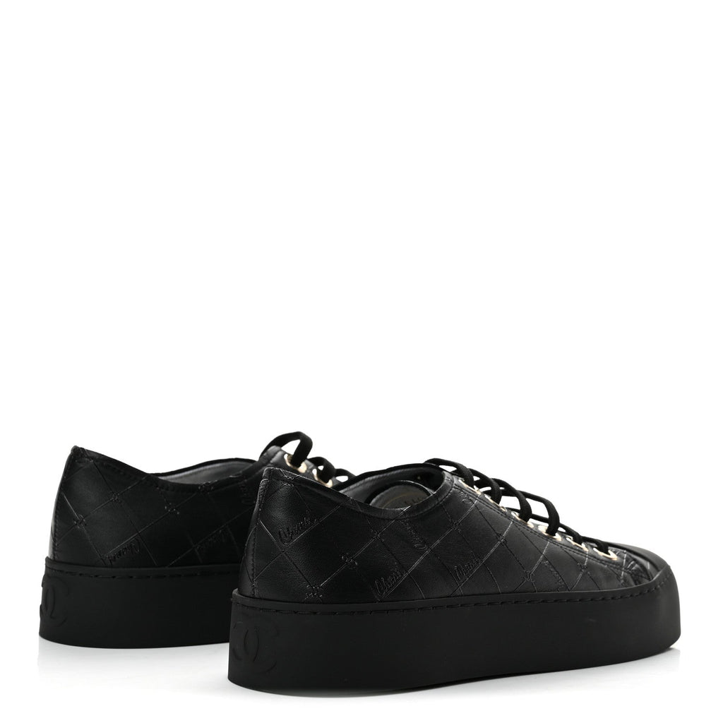 Lambskin Printed Logo Sneakers 37.5 Black