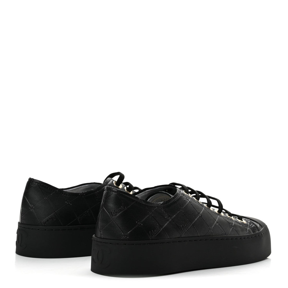 Lambskin Printed Logo Sneakers 37.5 Black