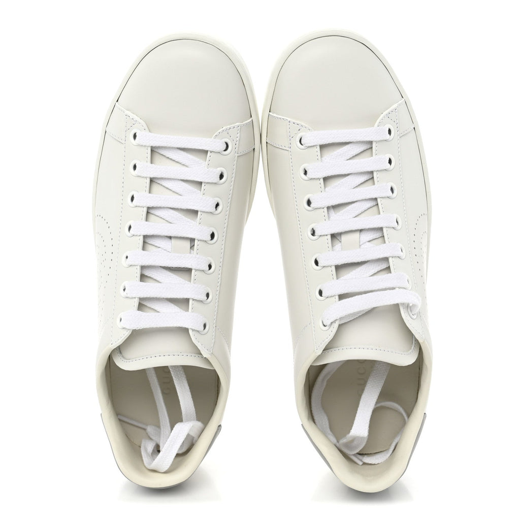Calfskin Interlocking G Perforated Womens Ace Sneakers 38 White Grey Sky
