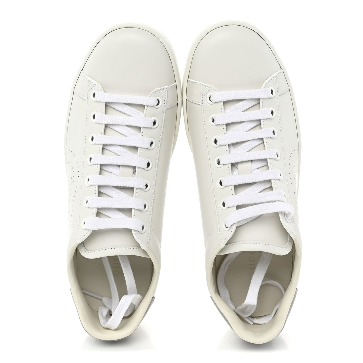 Calfskin Interlocking G Perforated Womens Ace Sneakers 38 White Grey Sky