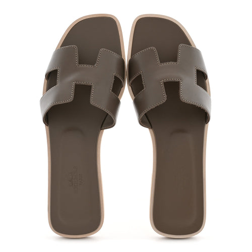 Box Calfskin Oran Sandals 37.5 Etoupe