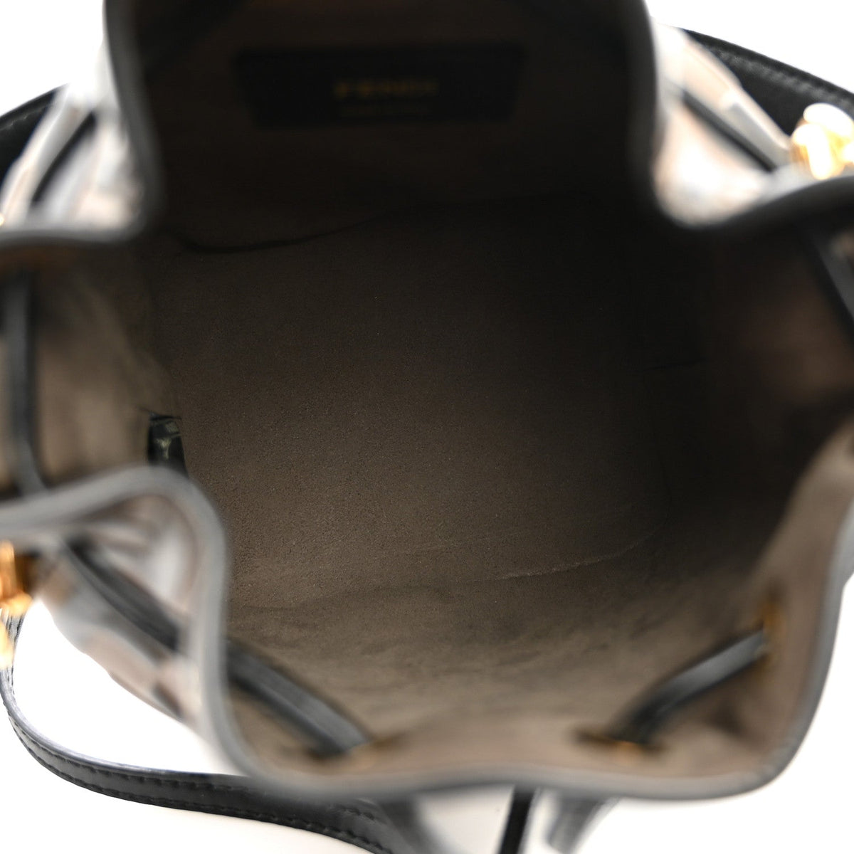 Vitello Liberty F is Fendi Bi-Color FF 1974 Embossed Mini Mon Tresor Bucket Bag Maya Black