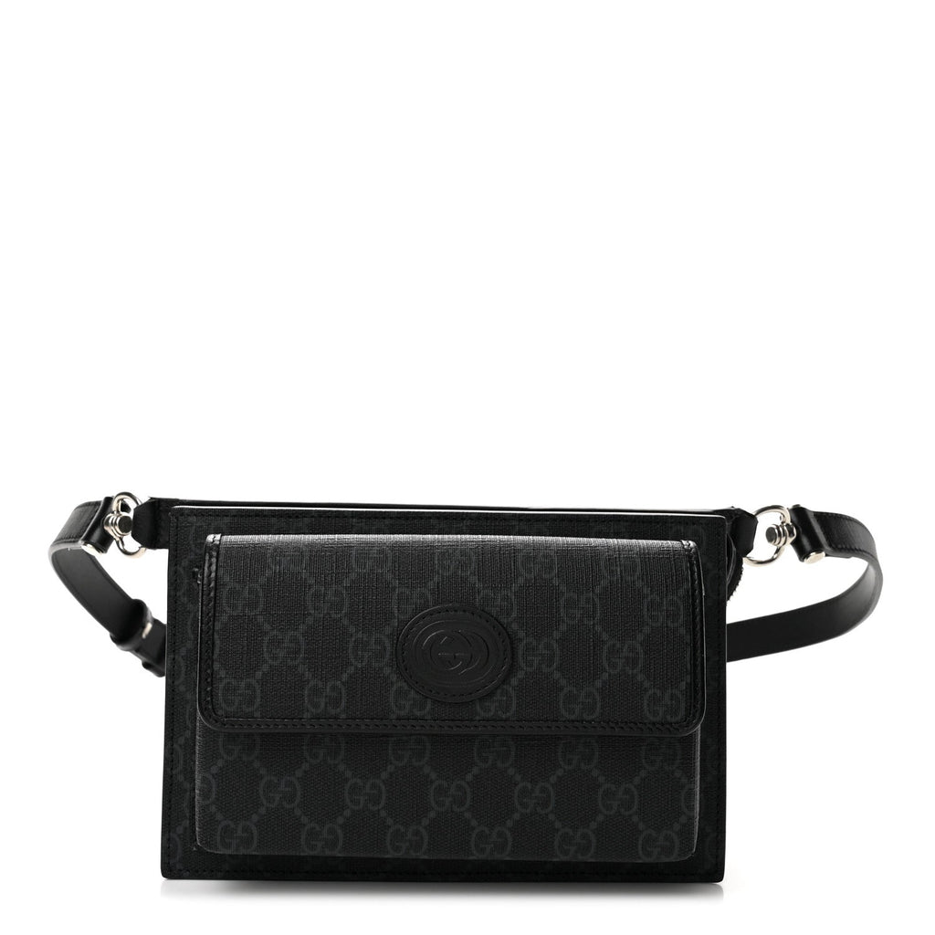 GG Supreme Monogram Canvas Interlocking G Belt Bag Black