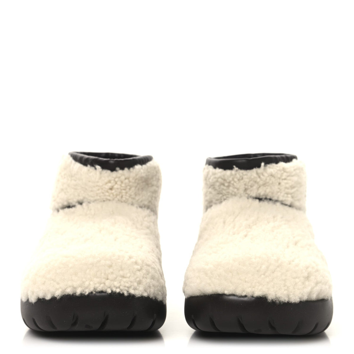 Shearling Snap Ankle Boots 40 White