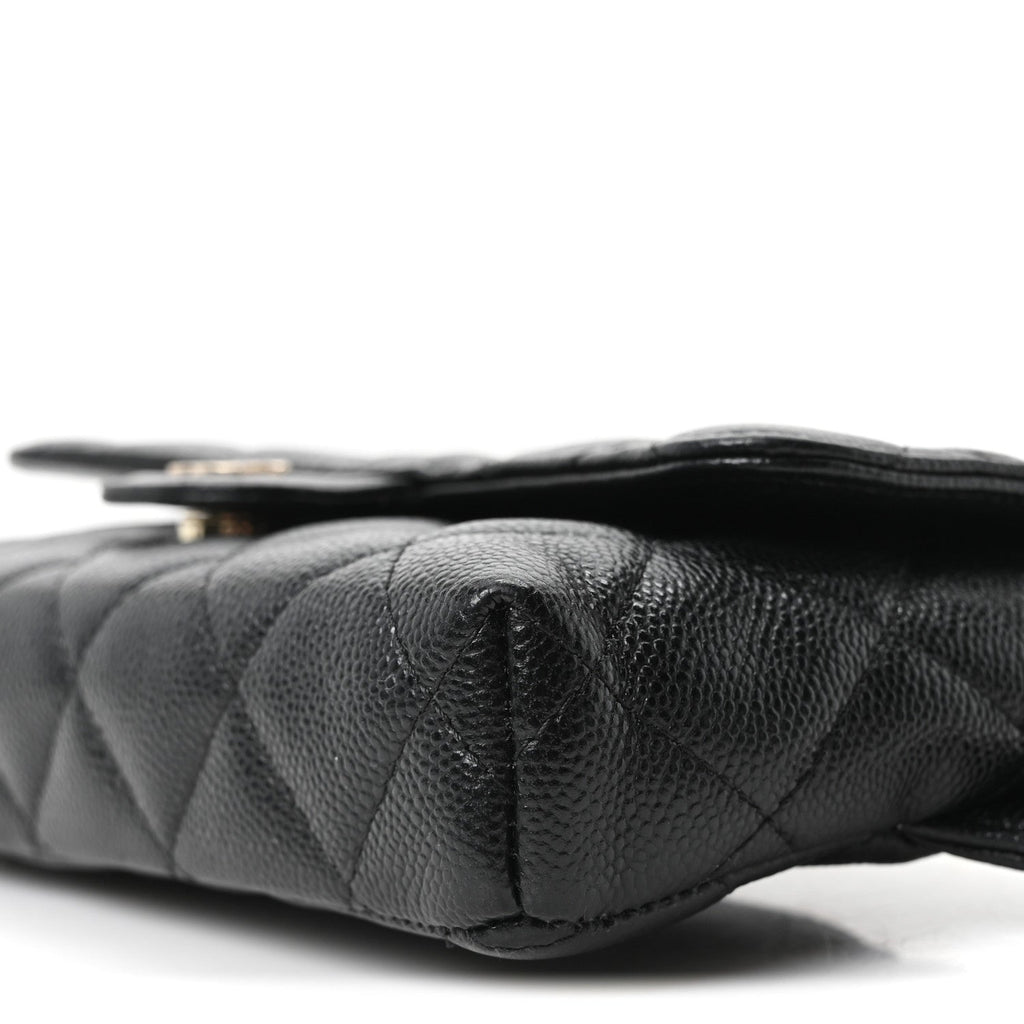 Caviar Quilted CC Flap Belt Bag Black