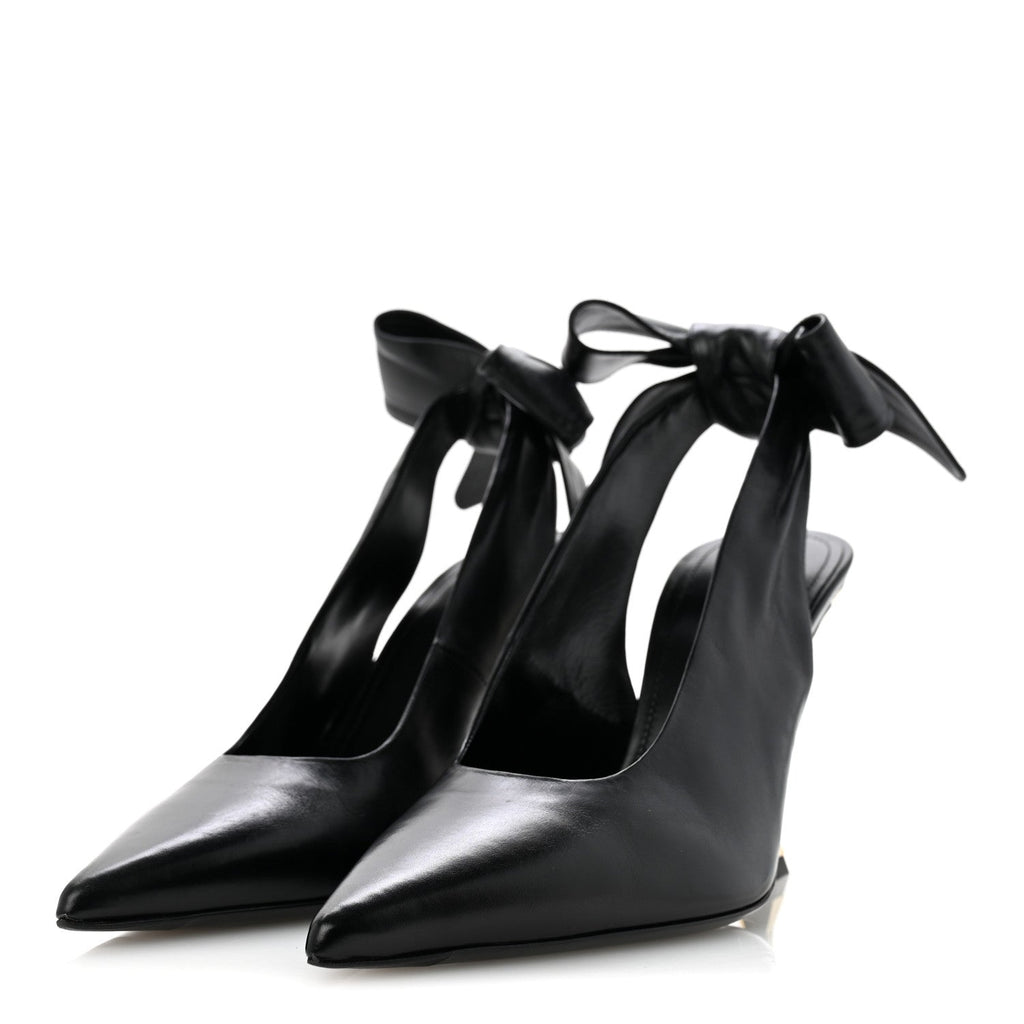 Calfskin Beauw Slingback Pumps  36.5 Black
