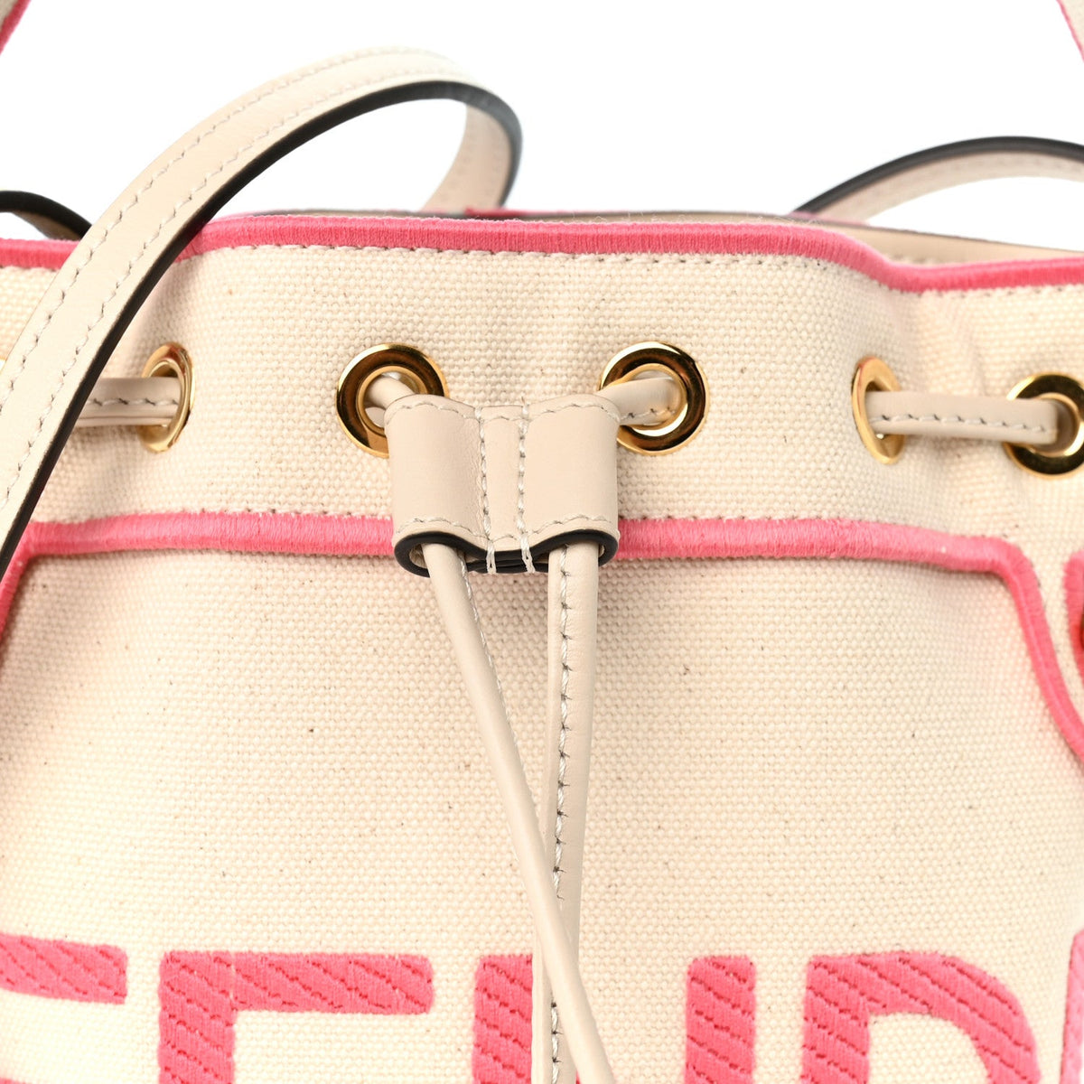 Canvas Vitello Grace F is Fendi Logo Embroidered Mini Mon Tresor Bucket Bag Grezzo Pink