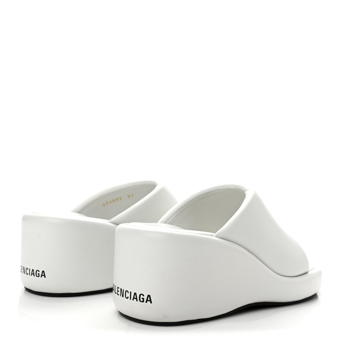Smooth Nappa Logo Rise Wedge Sandals 37 White Black