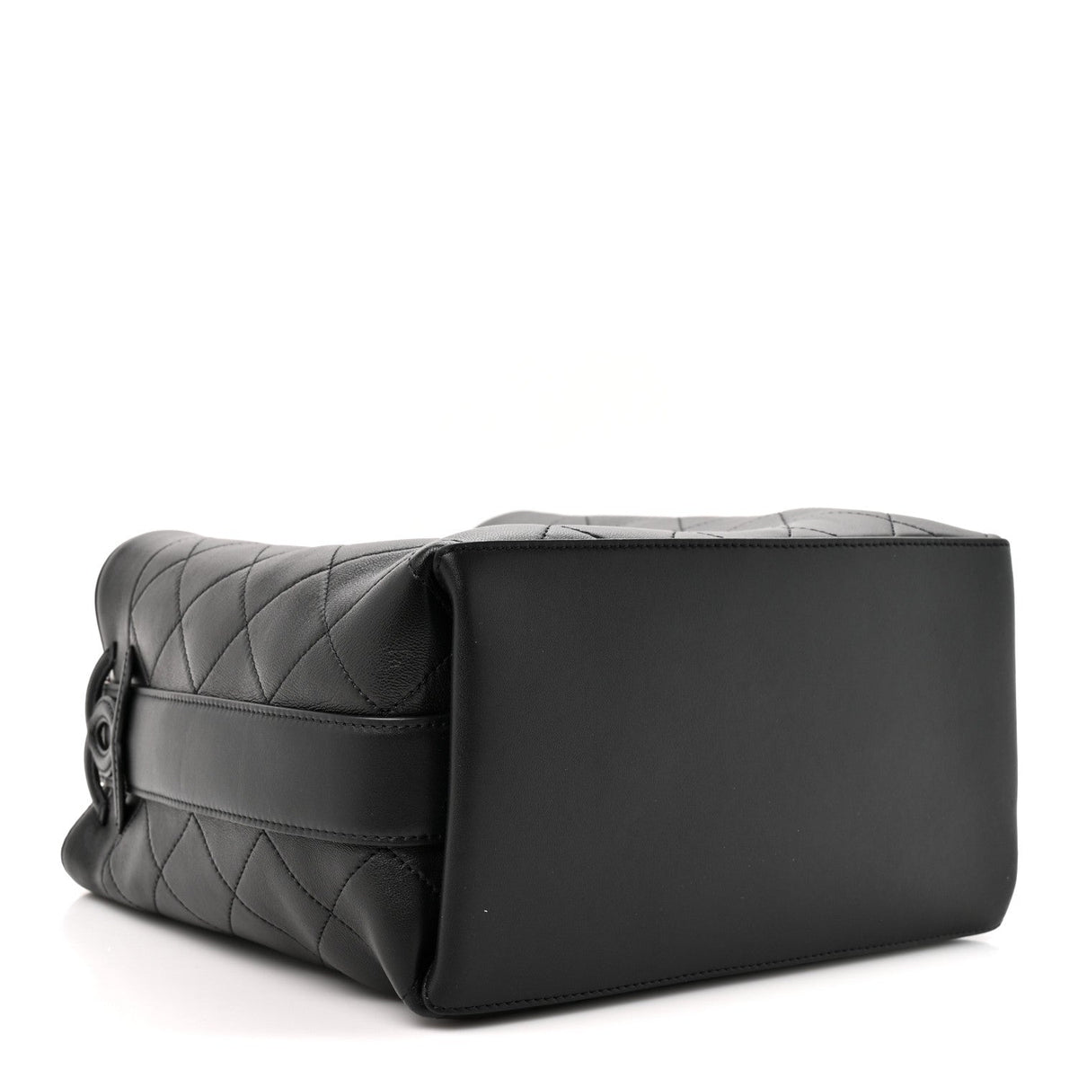 Calfskin Quilted Medium Bucket Bag Black