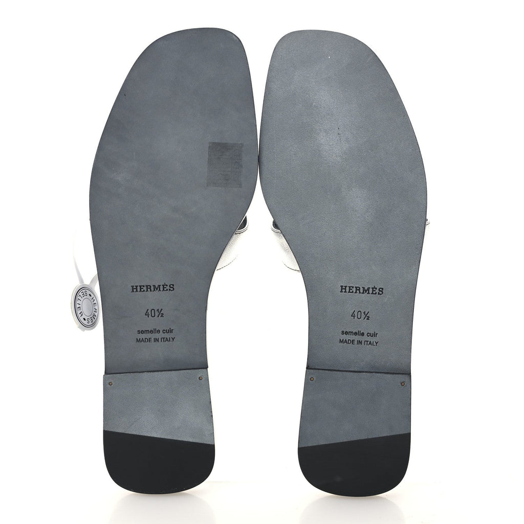 Metallic Chevre Oran Sandals 40.5 Gris Argente
