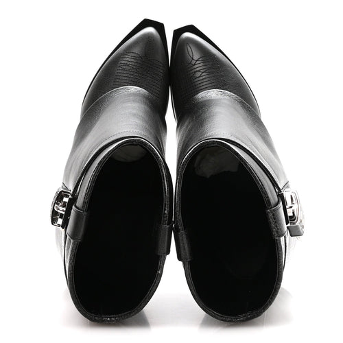 Aged Calfskin Cowboy Shark Lock Ankle 37 Black