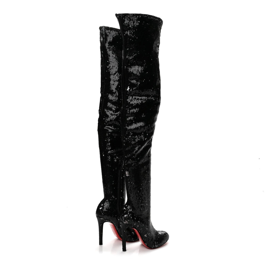 Sequin Lousie X 100 Over The Knee Boots 37 Black Platine