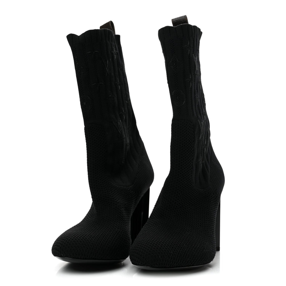 Monogram Stretch Fabric Silhouette Ankle Boots 36 Black