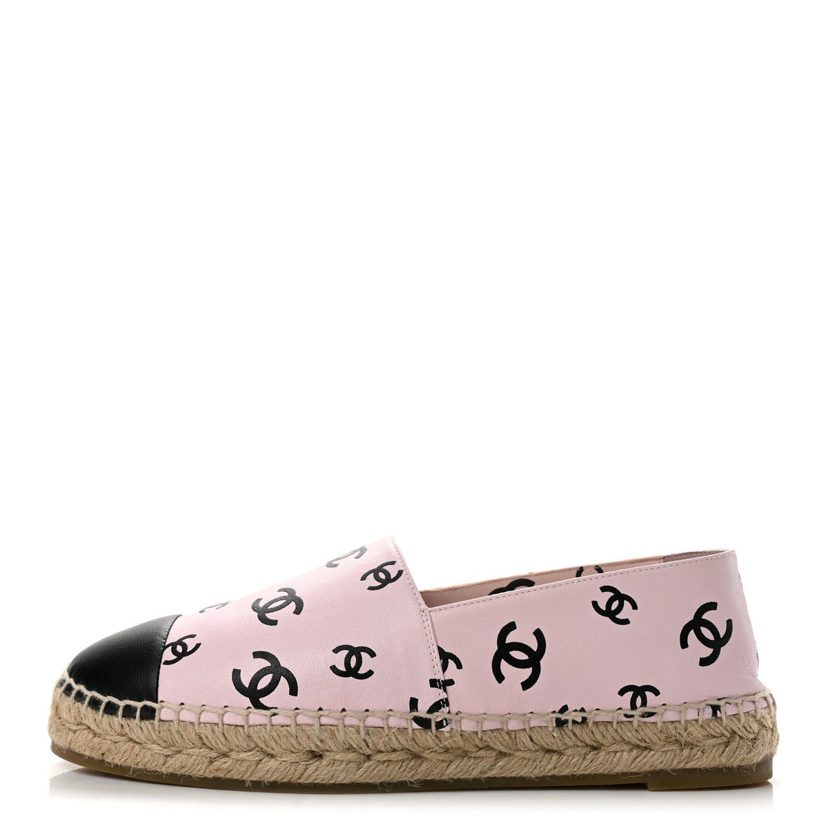Lambskin Printed Coco Beach Espadrilles 40 Light Pink Black