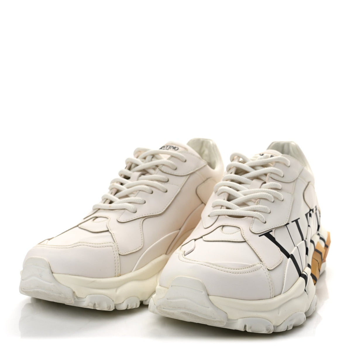 Calfskin VLTN Mens Bounce Sneakers 43 White Brown