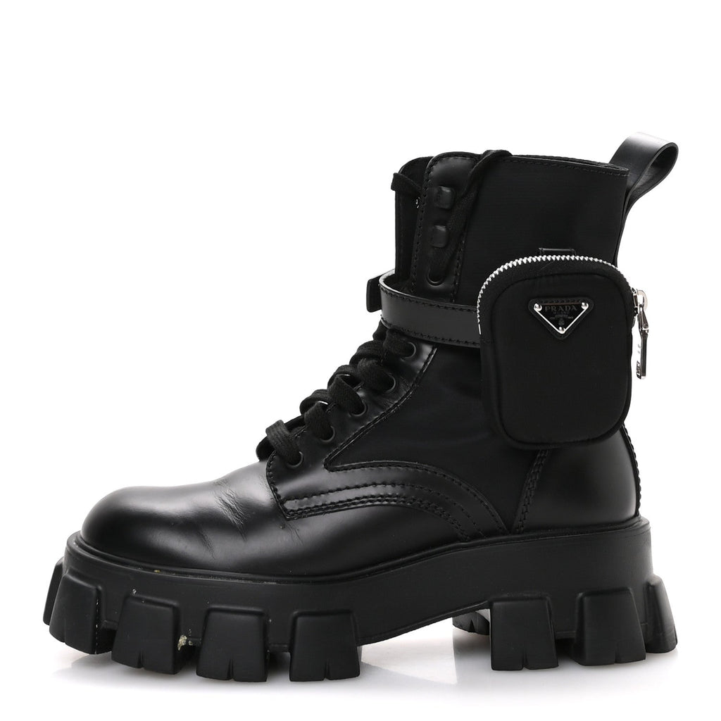 Spazzolato Rois Nylon Metal Triangle Logo Monolith Pouch Pocket 55mm Boots 40 Black