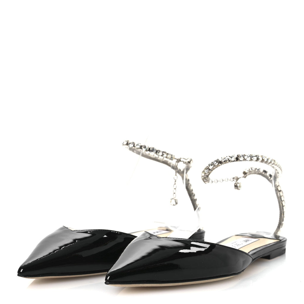 Patent Crystal Saeda Flats 38 Black