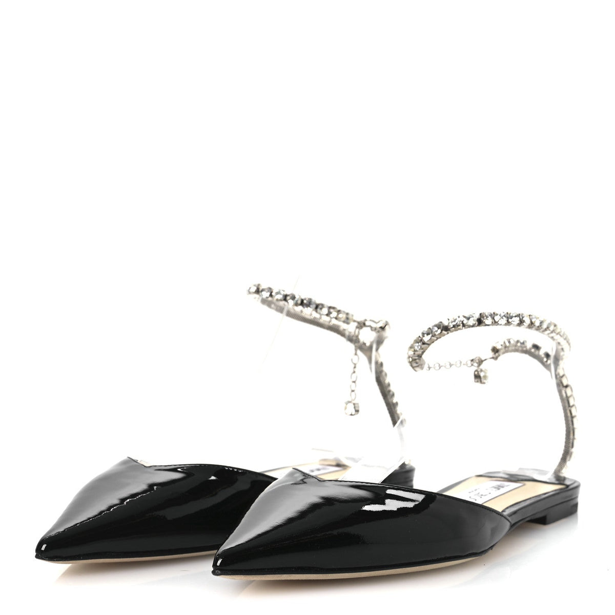 Patent Crystal Saeda Flats 38 Black