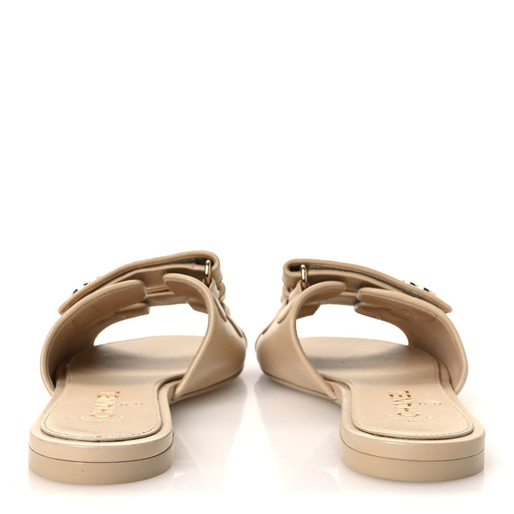 Lambskin Velcro Crystal CC Mules 40 Beige