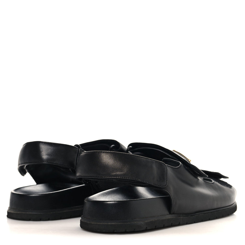 Nappa Quilted Padded Slingback Sandals 38.5 Black