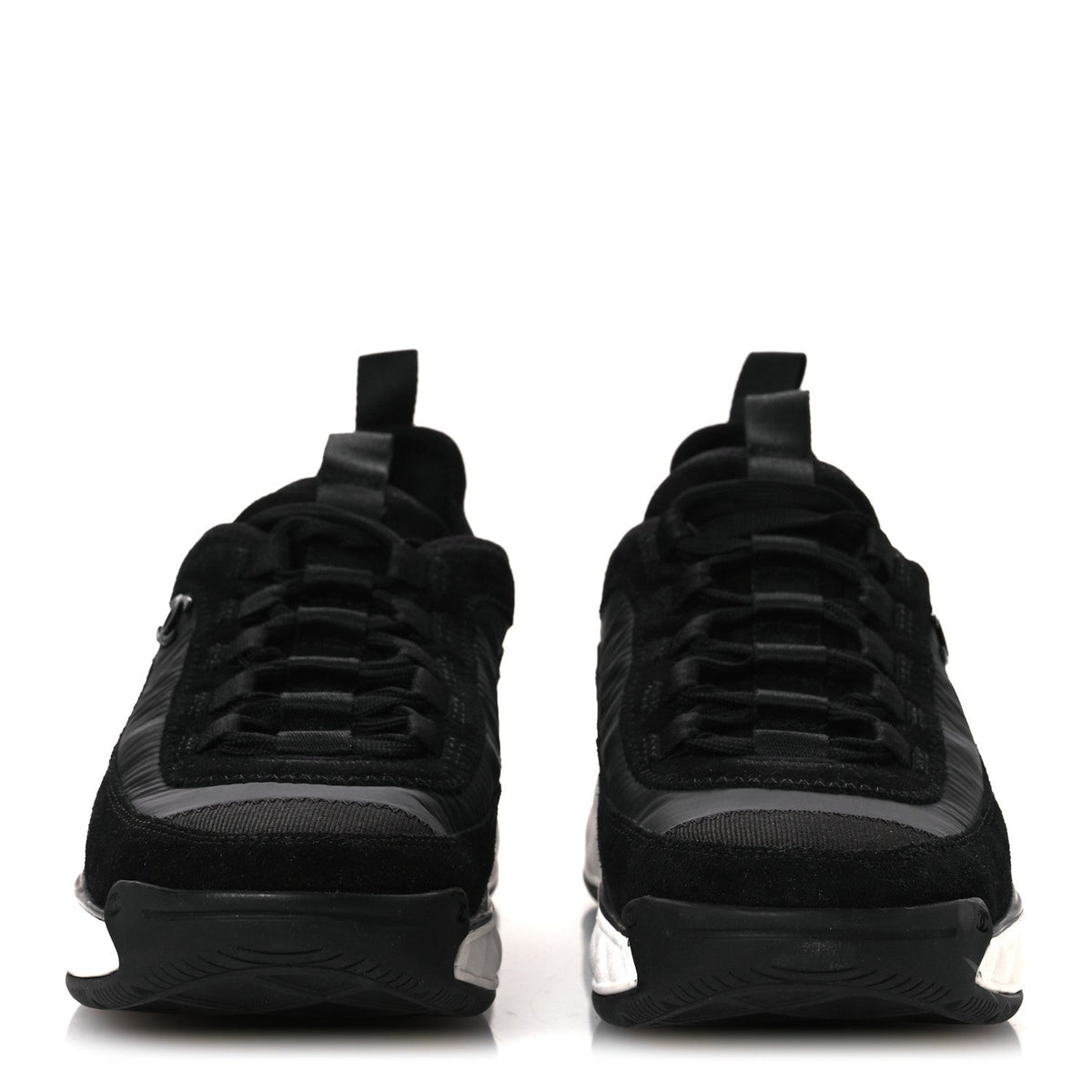 Velvet Calfskin Mixed Fibers CC Sneakers 37 Black
