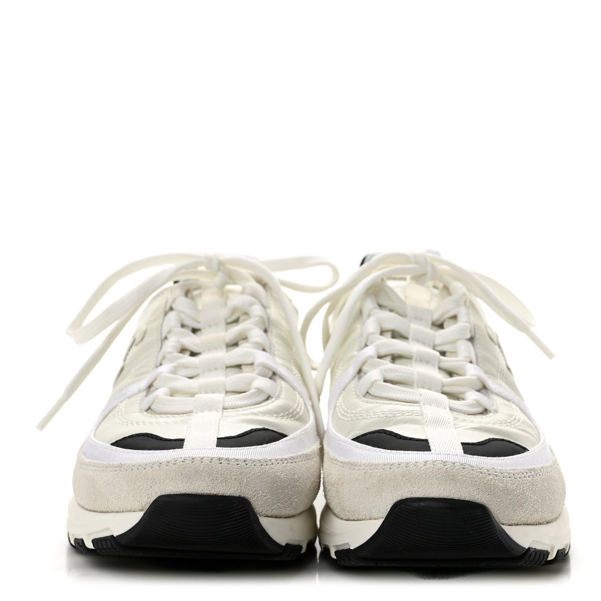 Calfskin Suede CC Womens Sneakers 36.5 White Black