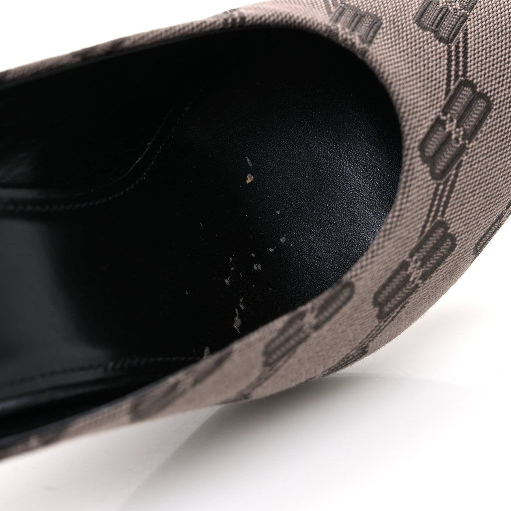 BB Monogram Square Knife 80mm Mule Pumps 38.5 Dark Mink Grey Dark Brown