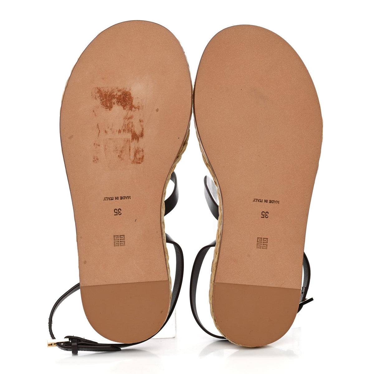 Calfskin Raffia 4G Liquid Espadrille Sandals 35 Ebony Natural