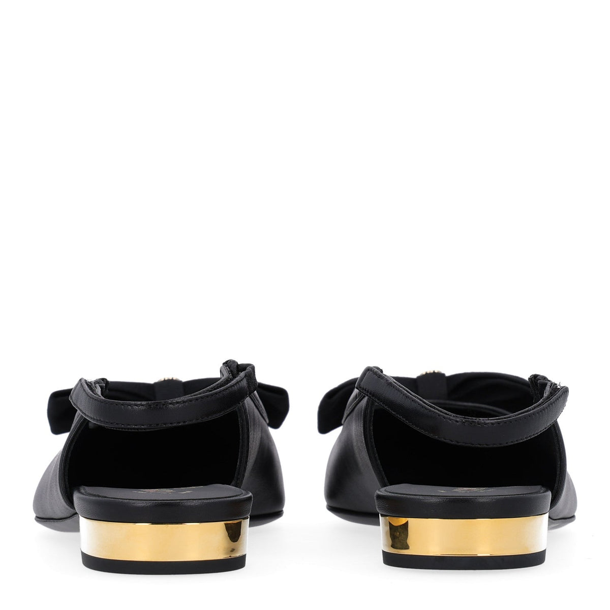 Lambskin Grosgrain Bow Cap Toe CC Slingback Flats 37.5 Black