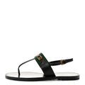 Jakarta Lifford Calfskin Web Interlocking G Thong Sandals 37.5 Black