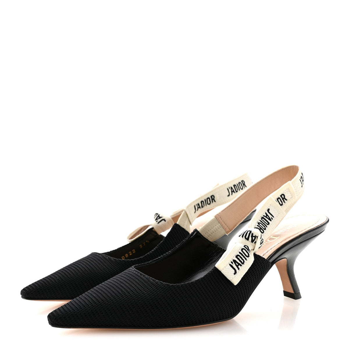 Technical Canvas Ribbon J Adior Slingback 65mm Pumps 37.5 Black