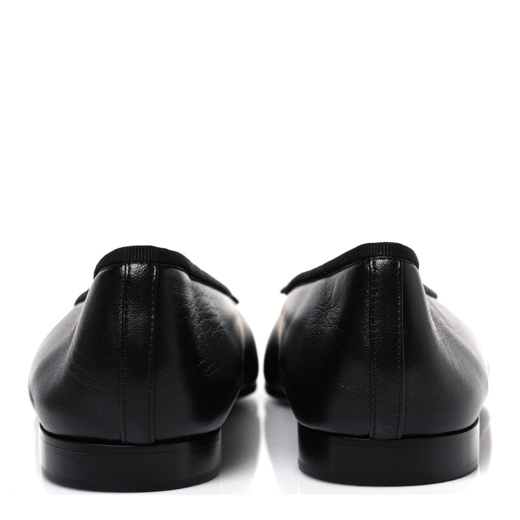 Lambskin Patent Cap Toe Ballerina Flats 39.5 Black
