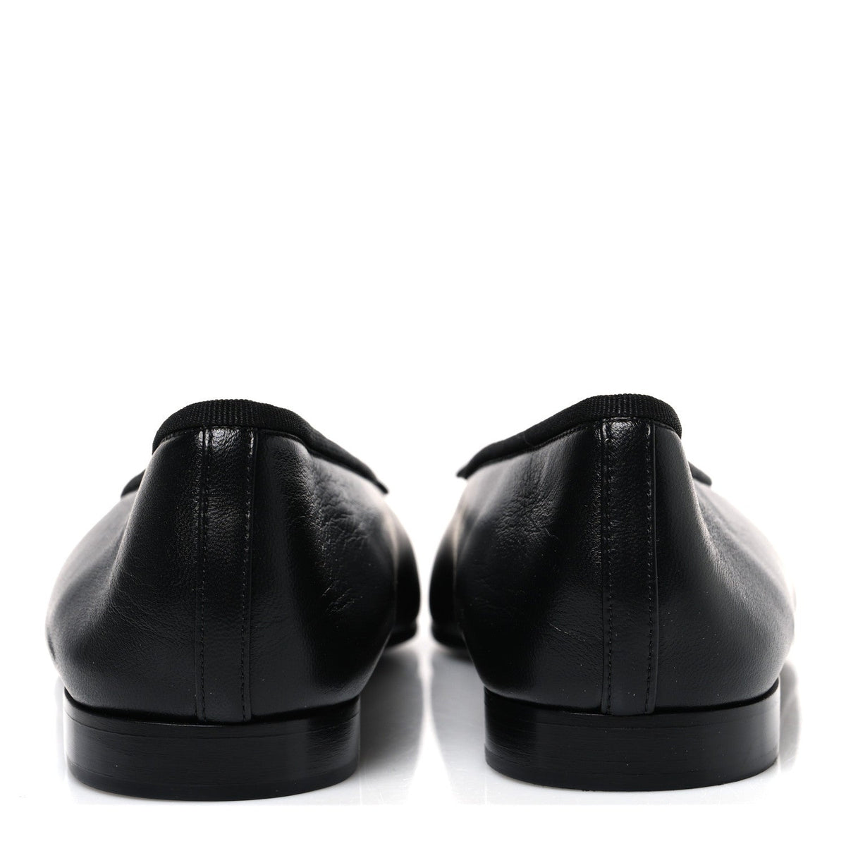 Lambskin Patent Cap Toe Ballerina Flats 39.5 Black