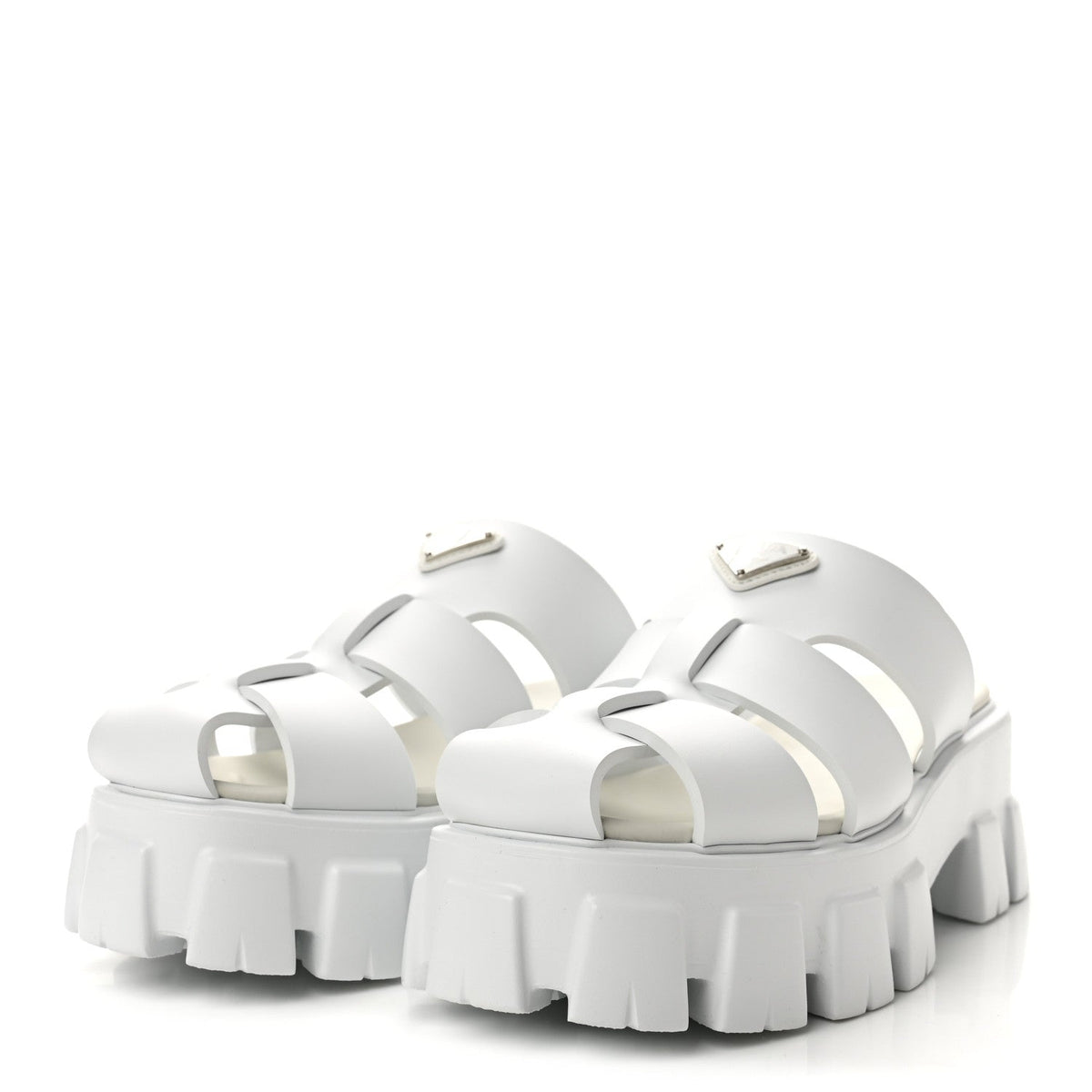 Foam Rubber Triangle Logo Monolith 55mm Cage Sandals 38 White