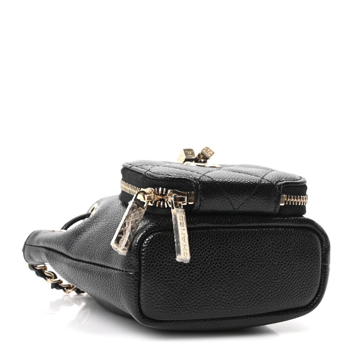 Caviar Quilted Mini CC Pocket Bucket Bag Black