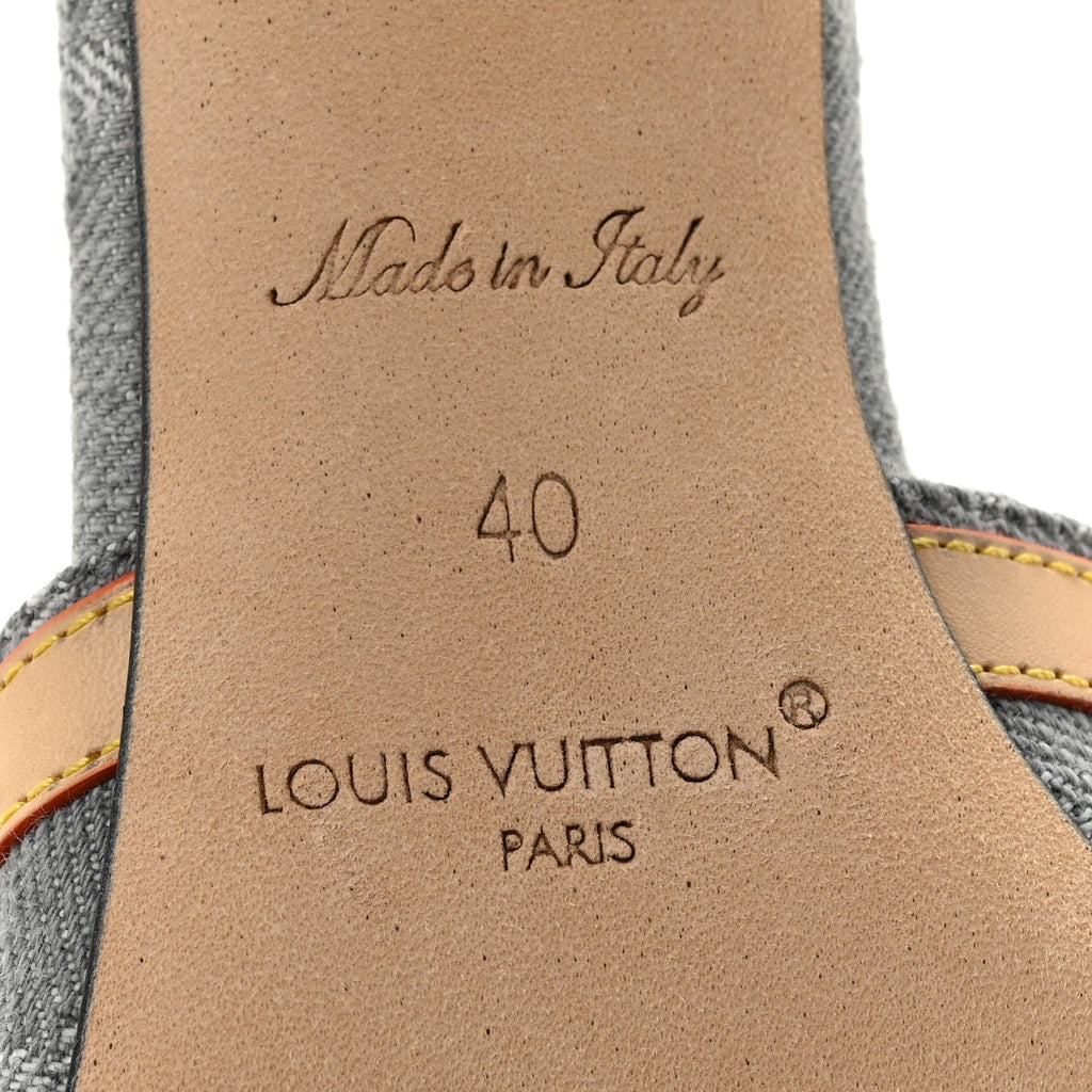 Monogram Denim 6AM Mules 40 Gray