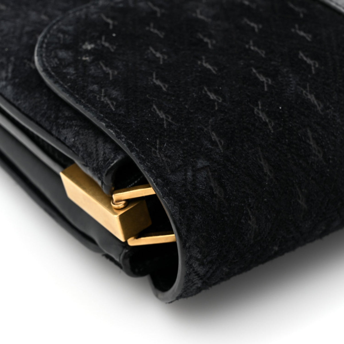 Suede All-Over Monogram Small Le Monogramme Satchel Black