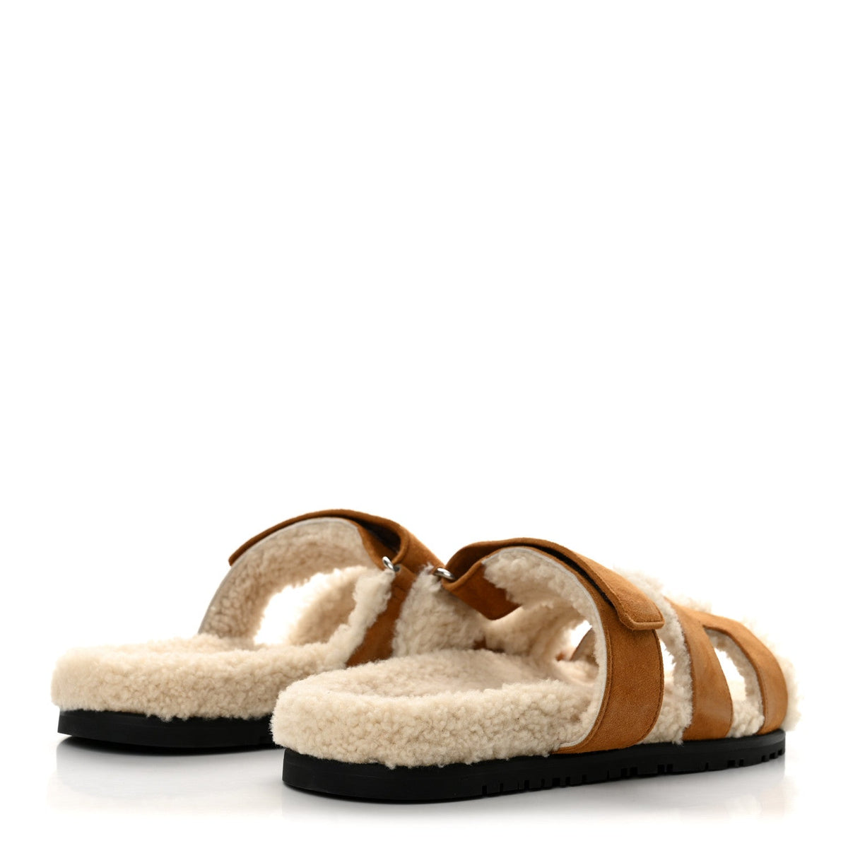 Suede Goatskin Woolskin Womens Chypre Sandals 40 Brun Fume Ecru