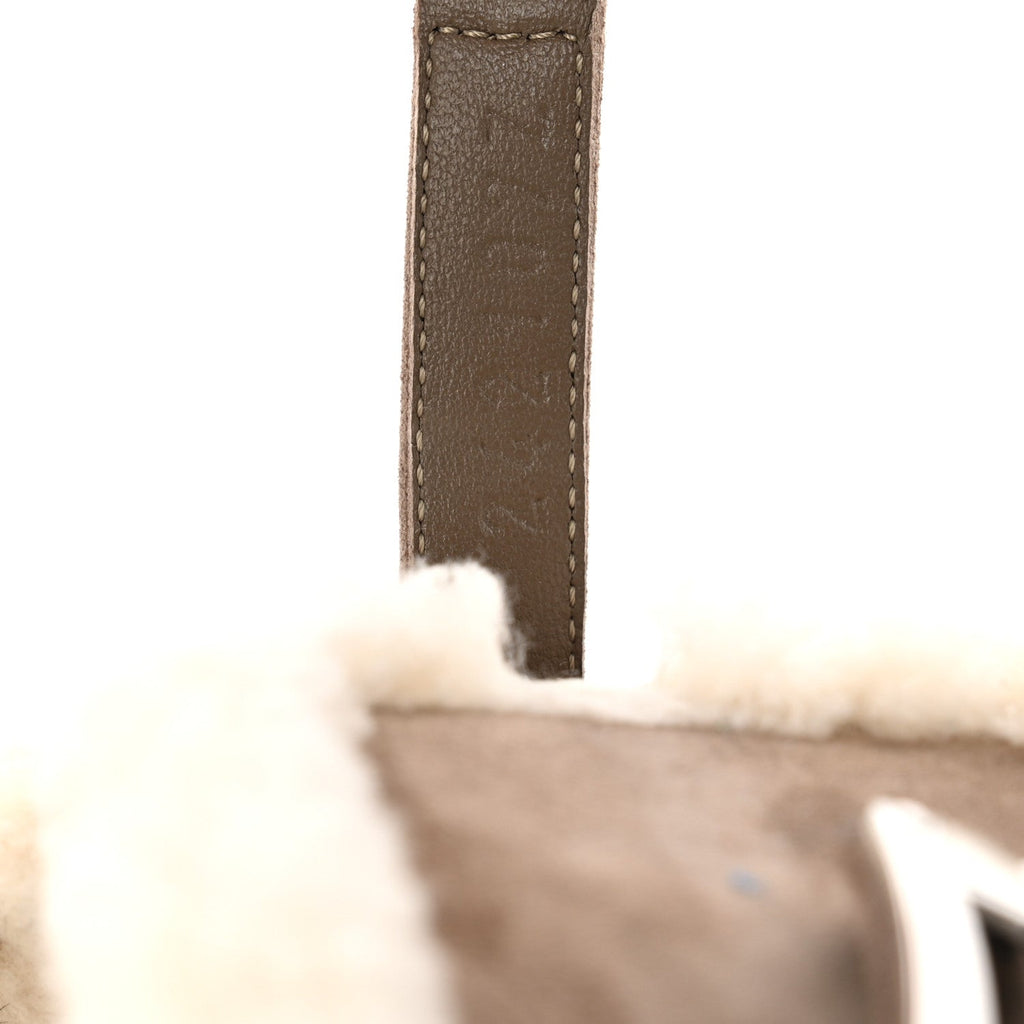 Suede Goatskin Shearling Womens Oz Mules 39 Etoupe Ecru
