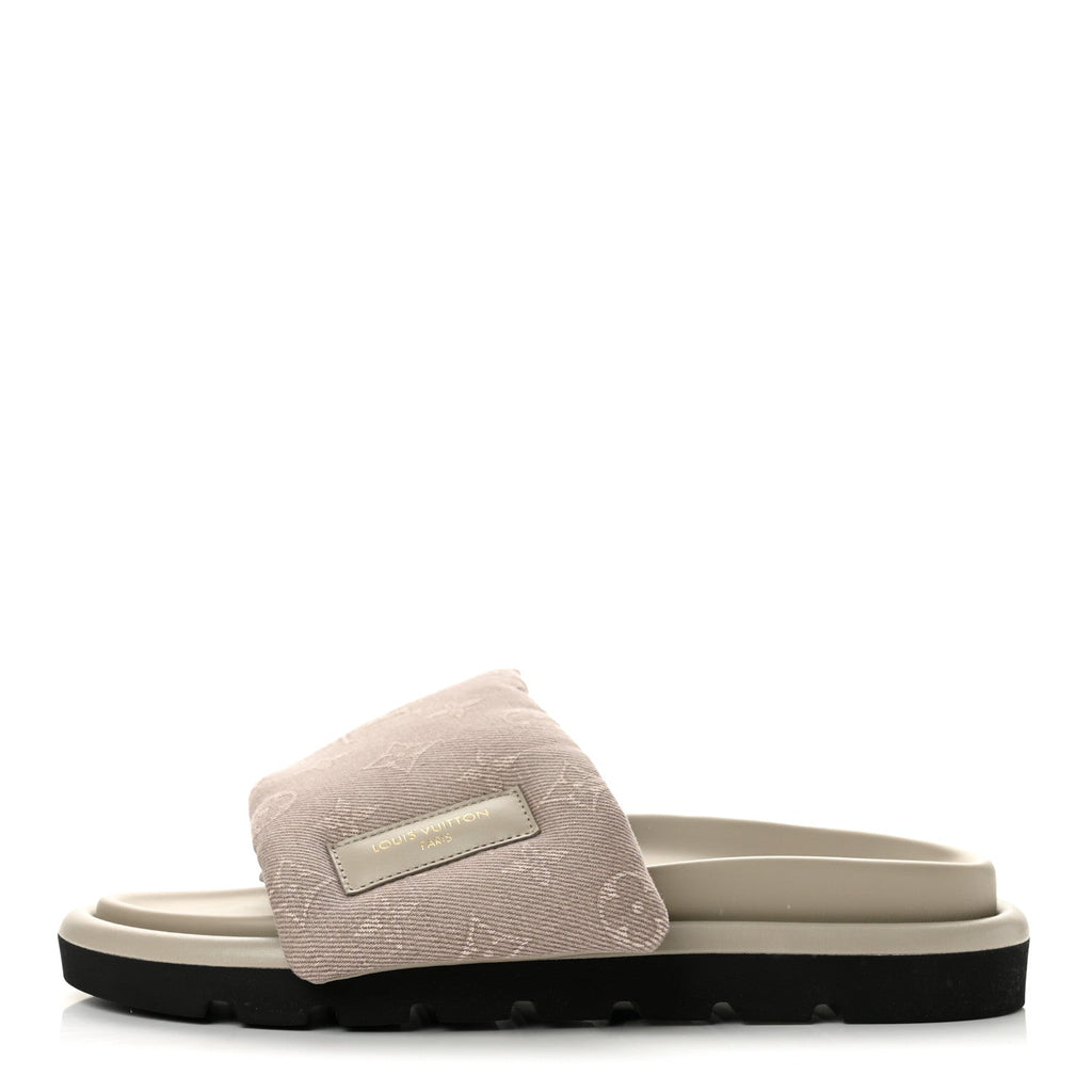 Monogram Denim LV  Womens Pool Pillow Comfort Mules 40 Grey