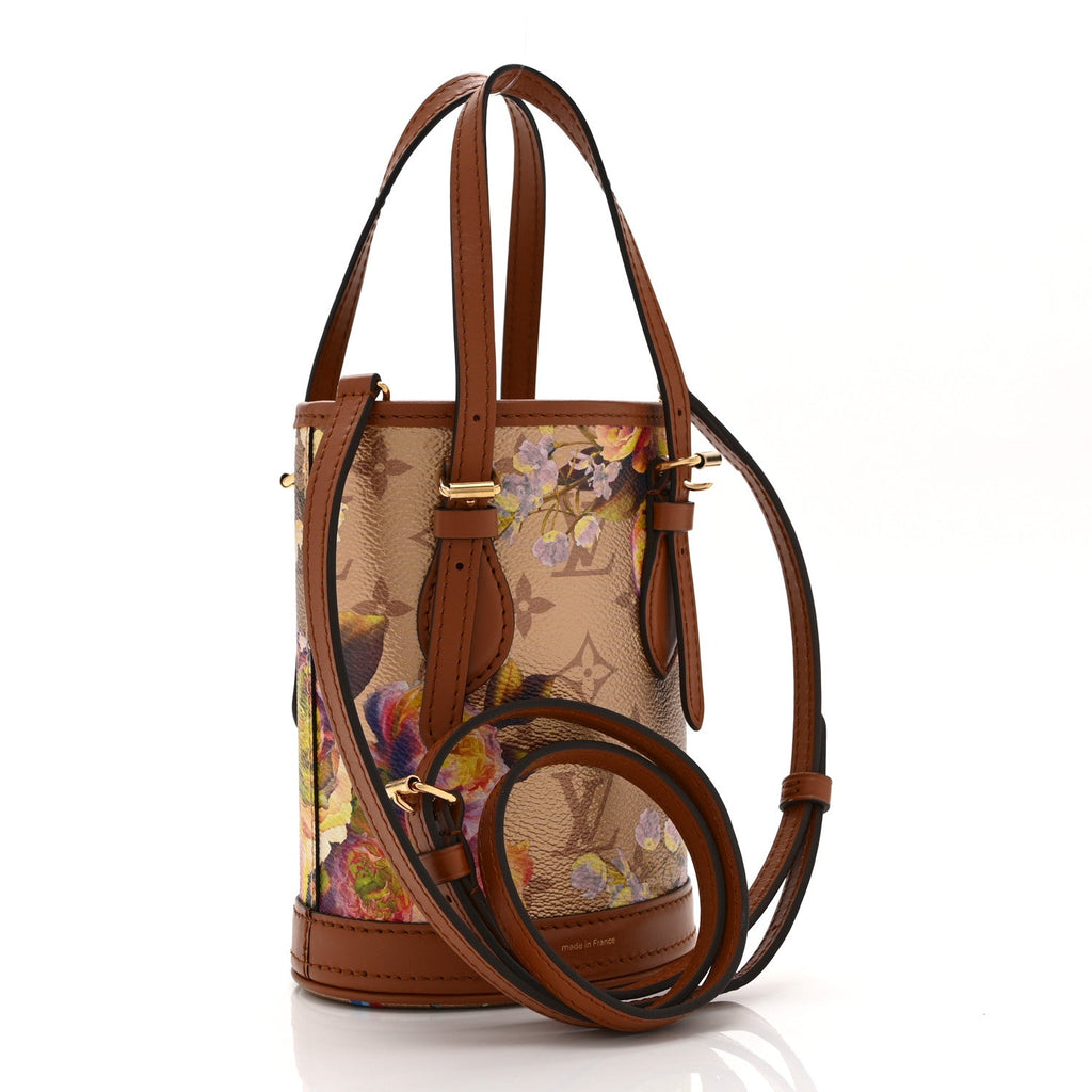 Metallic Monogram LV Garden Nano Bucket Bag Gold